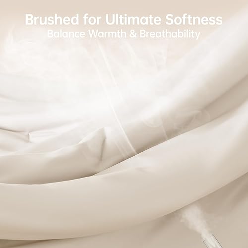 Miniatura 3 de MUXHOMO Juego de edredón Queen de 3 piezas, edredón beige para cama tamaño Queen, juego de ropa de cama suave y cálido para todas las estaciones, 1