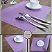 Guwheat Placemats Dining Room Table Mats Woven Vinyl Washable Durable Heat-Resistant Non-Skip Kitchen PVC Placemats (6, Purple)