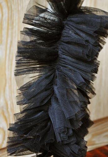 Finiture in pizzo, nastro in pizzo pieghettato a rete da 9 cm Abbigliamento fai-da-te Tessuto for cucire Abito for ragazza Abbigliamento Tenda Decorazione for bambola Finiture in pizzo(Black)