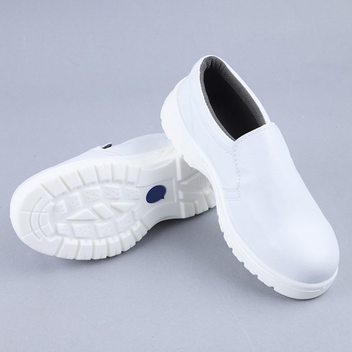Zapatos de Seguridad Transpirables y Livianos Blancos Puntera Anti-Choque para Trabajo en Taller, Calzado Cómodo de PU y Microfibra para Uso Laboral