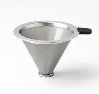 Filtro de Café Reutilizável em Aço Inox Coador Cônico com Malha Fina Permanente Coador de Inox Peneira de Aço Durável e Sustentável, Sem Uso de Papel, Econômico e Ecológico, Fácil de Usar e Limpar