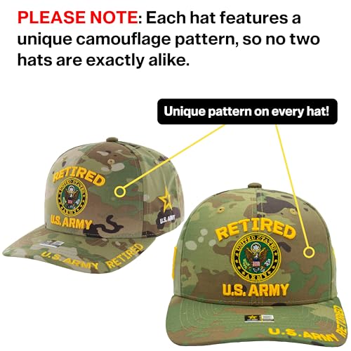 Image of Retired US Army Veteran Hat Official Licensed Army Hat, Adjustable Baseball Cap for Men Tactical Hat