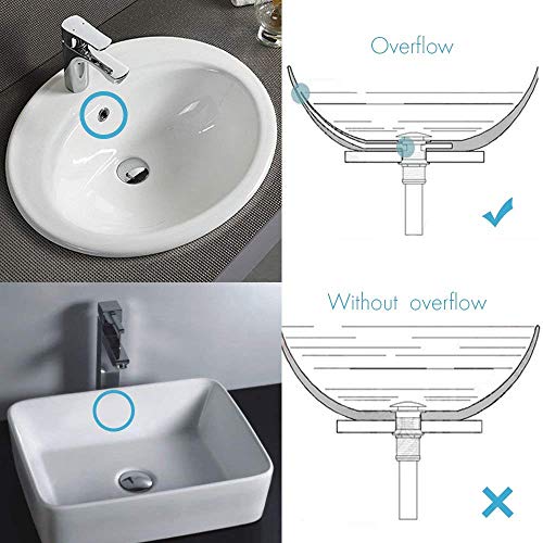 KES Bathroom Sink Drain with Overflow Vessel Sink Lavatory Vanity Pop Up Drain Stopper Polished Chrome Finish, S2007A-CH