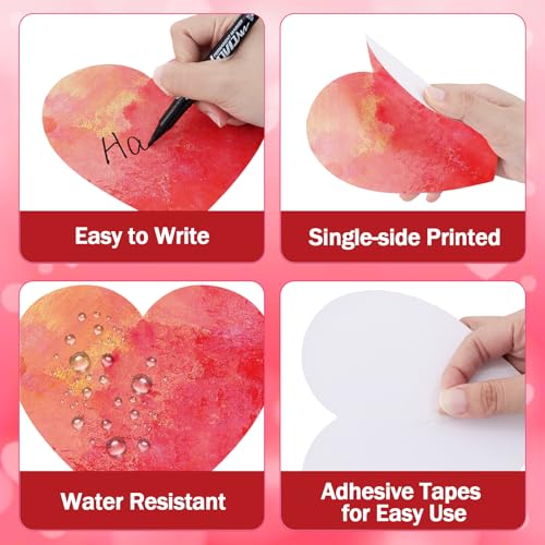 Image of Vuzvuv 54Pcs 6In Watercolor Heart Paper Cutouts with 100Pcs Glue Points for Wall Bulletin Board Decorations, Heart Cut Out for Classroom, DIY Crafts & Party Banners