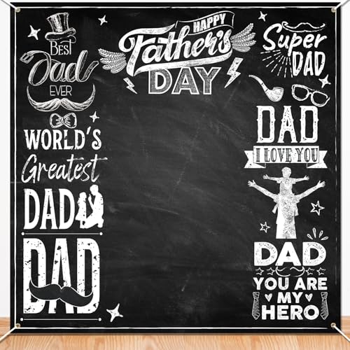 Chumia 5.9 x 5.9 ft Large Happy Fathers Day Backdrop Chalkboard Photography Background Fathers Party Decoration Banner for Home Indoor House Decor Dads Day Party Supplies