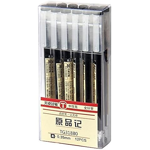 Gel Ink Pen Japanese Style Liquid Ink Rollerball Pens Quick-Drying 0.35mm Ultra Fine Point Ballpoint Maker Pen Premium for Office School Stationery Supply,12 Pcs/Set, Black Cover