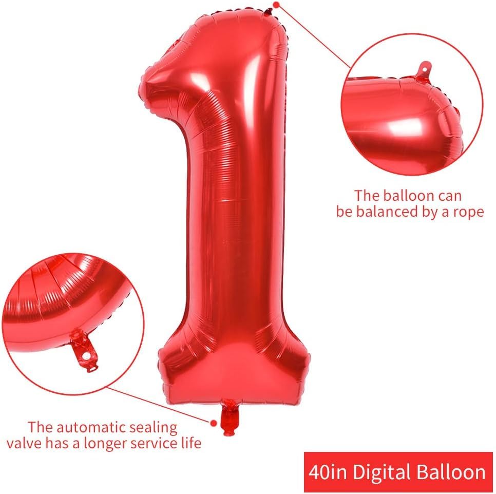 Image of TONIFUL 40 Inch Red Number 16 Balloons Large Foil 16th Birthday Decorations