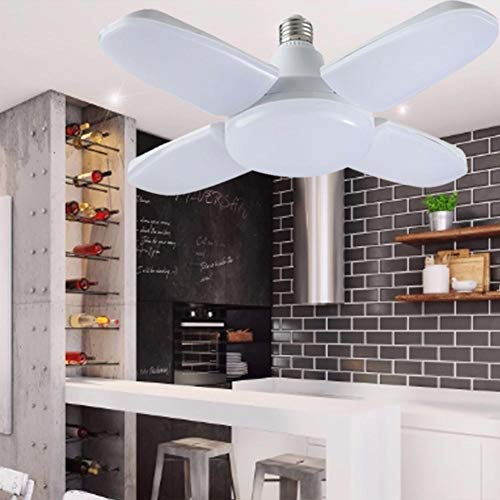 Renoble 60W Garage Light 6000LM Deformable Folding Workshop Ceiling Light Four-Leaf Lamp E27 Light Bulb unusual