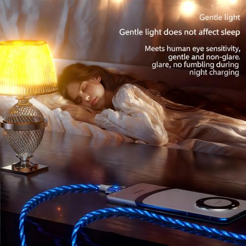 Image of AYI Blue Starry Sky USB Charging Cable Cross Edition, 6-in-1 Multi Charger Cord 39in, Glowing LED Data Sync Wire, Tangle-Free PVC, Smart Trickle Charge Chip, Compatible with Virtually All Devices.