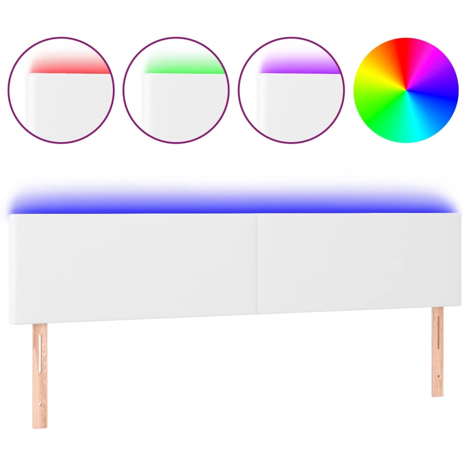 ShGaxin Cabecero con LED, Cabeceros Cama, Cabeceros Moderno, Cabezales Cama, Muebles Habitacion, Mueble Cabecero,Cama Cabeza, Cuero sintético Blanco 160x5x78/88 cm