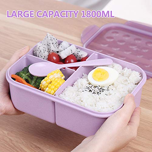 Ajcoflt Merendeira Grelha de Trigo Grande capacidade Três Grades Bento Box Canteen Merendeira para C