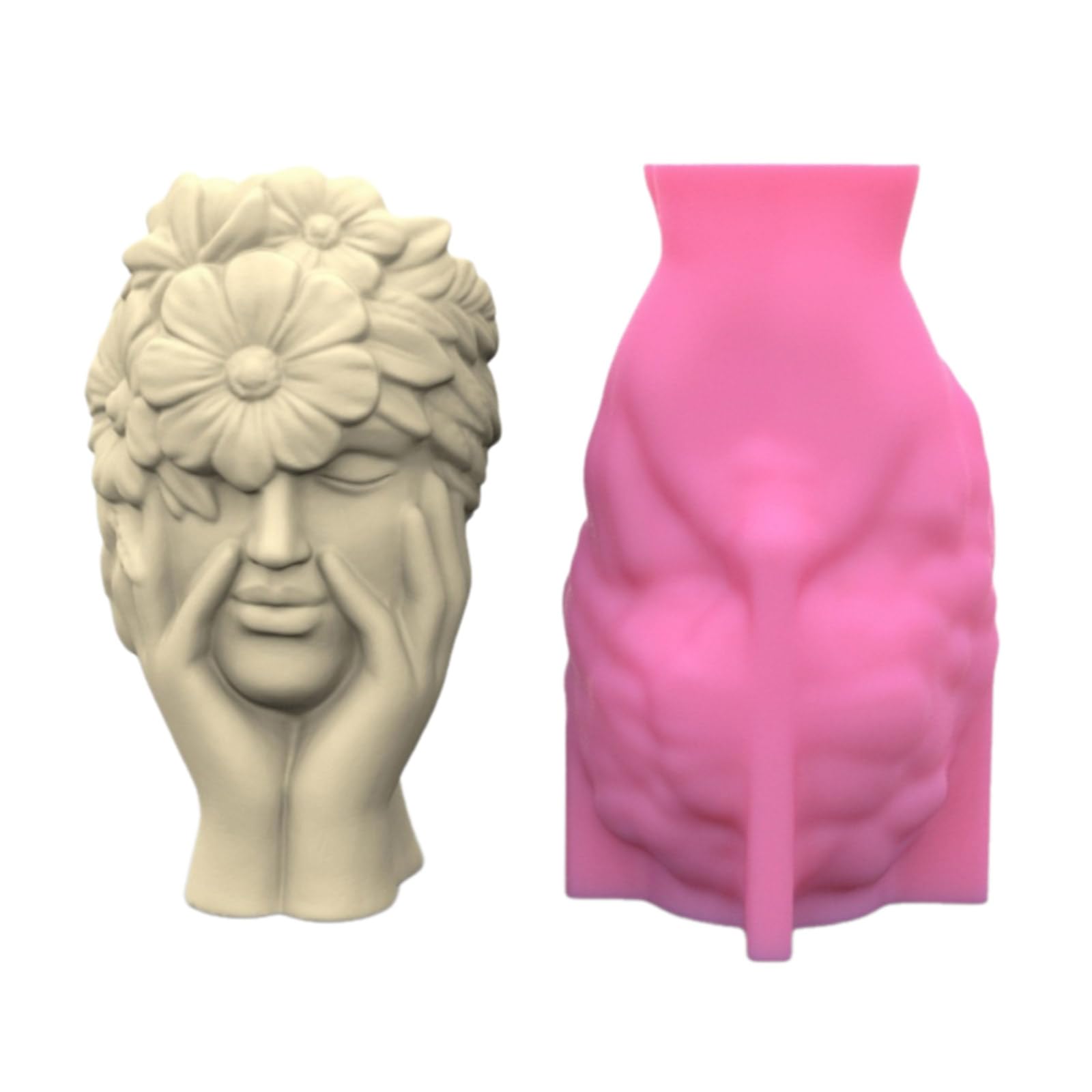 NEWFT Portrait Plant Flowerpot Mould Girl Shaped Silicone Succulents Planter Epoxy Resin Garden Figurines Outdoor