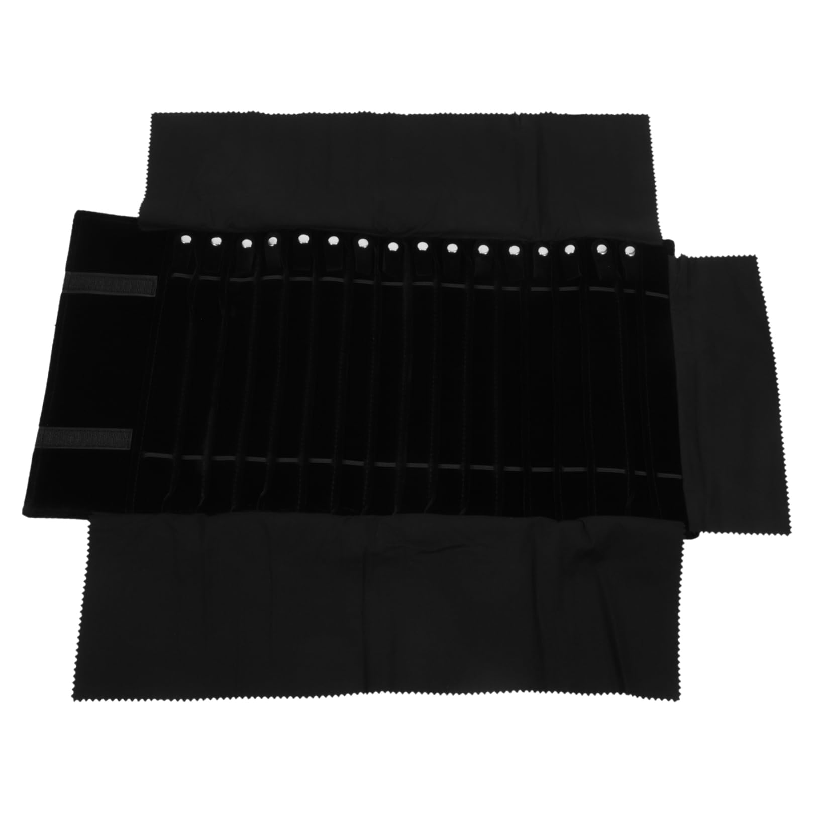 Alipis Bolsa De Rollo De Joyería Negra Multifunción 22.44X11.02X0.39In Organizador De Joyas De Viaje Con Compartimentos Para Collar Anillos Y Pendientes