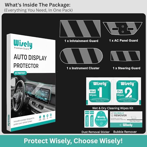 Image of Wisely 4Pcs - Screen Guard for TATA PUNCH (2026) ACCOMPLISHED 10.25-Inch Display Car Infotainment System Protector + 4 inch Instrument Cluster + Steering + AC Stereo Accessories - Touch Responsive - HD Clear