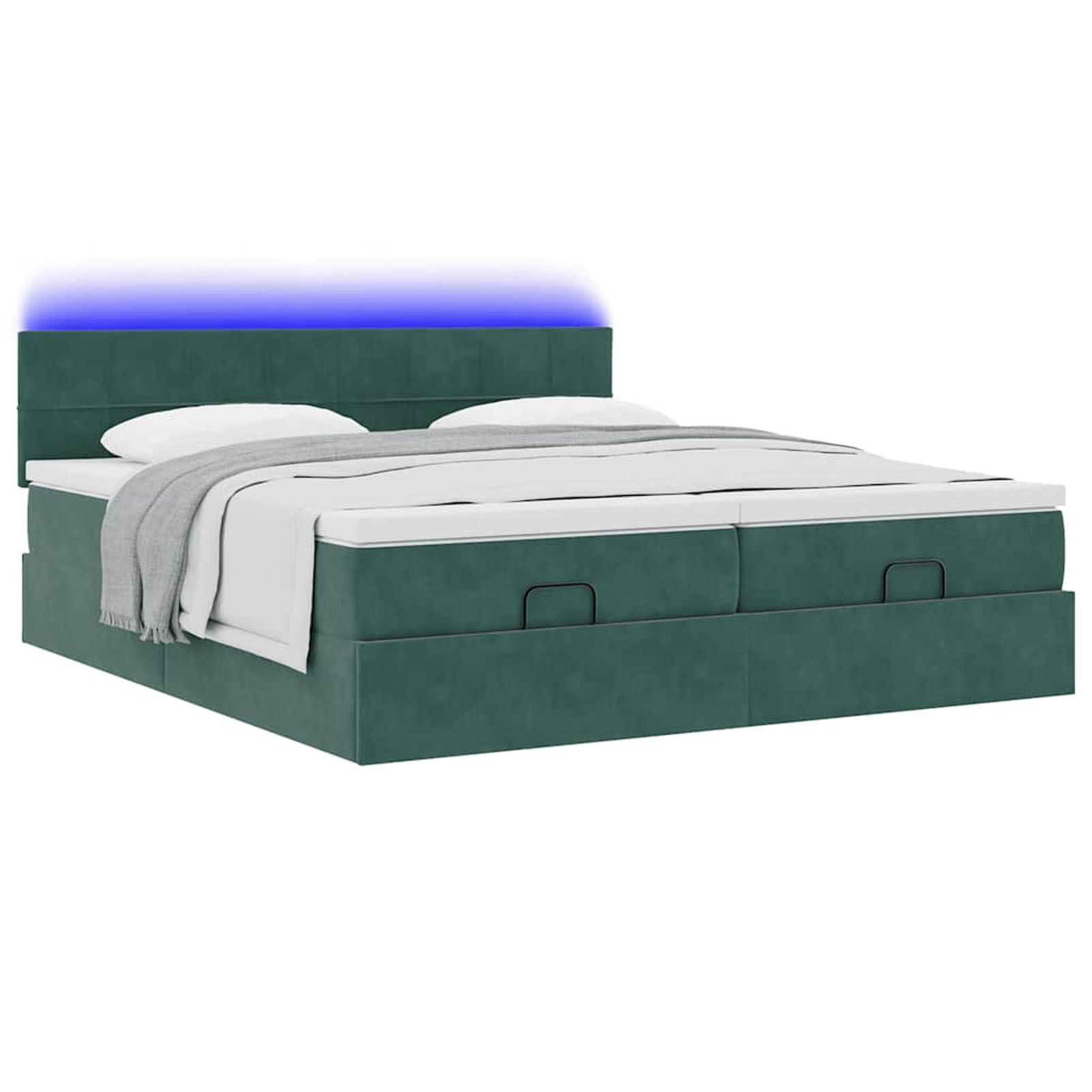 Gecheer Cama Otomana con Almacenamiento y Colchón de Resortes Individuales, Tela de Terciopelo, Luces LED, para Dormitorio y Descanso