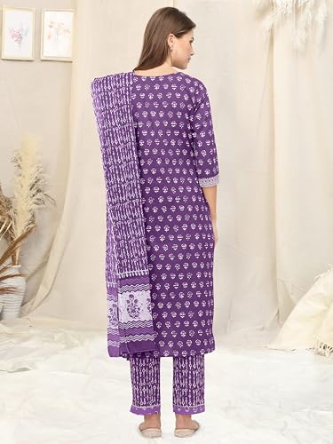 Image of MIRCHI FASHION Pure Cotton Straight Kurta Set with Dupatta | 3 Piece Ethnic Kurta Pant Set Office Wear Salwar Kurta Set for Women