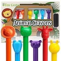 TinyGeeks 6 Animal Shaped Crayons - Non Toxic Crayons for Toddlers - Washable - Perfect for Kids Ages 4-8 - Easy To Hold - Enjoy your Little Safari