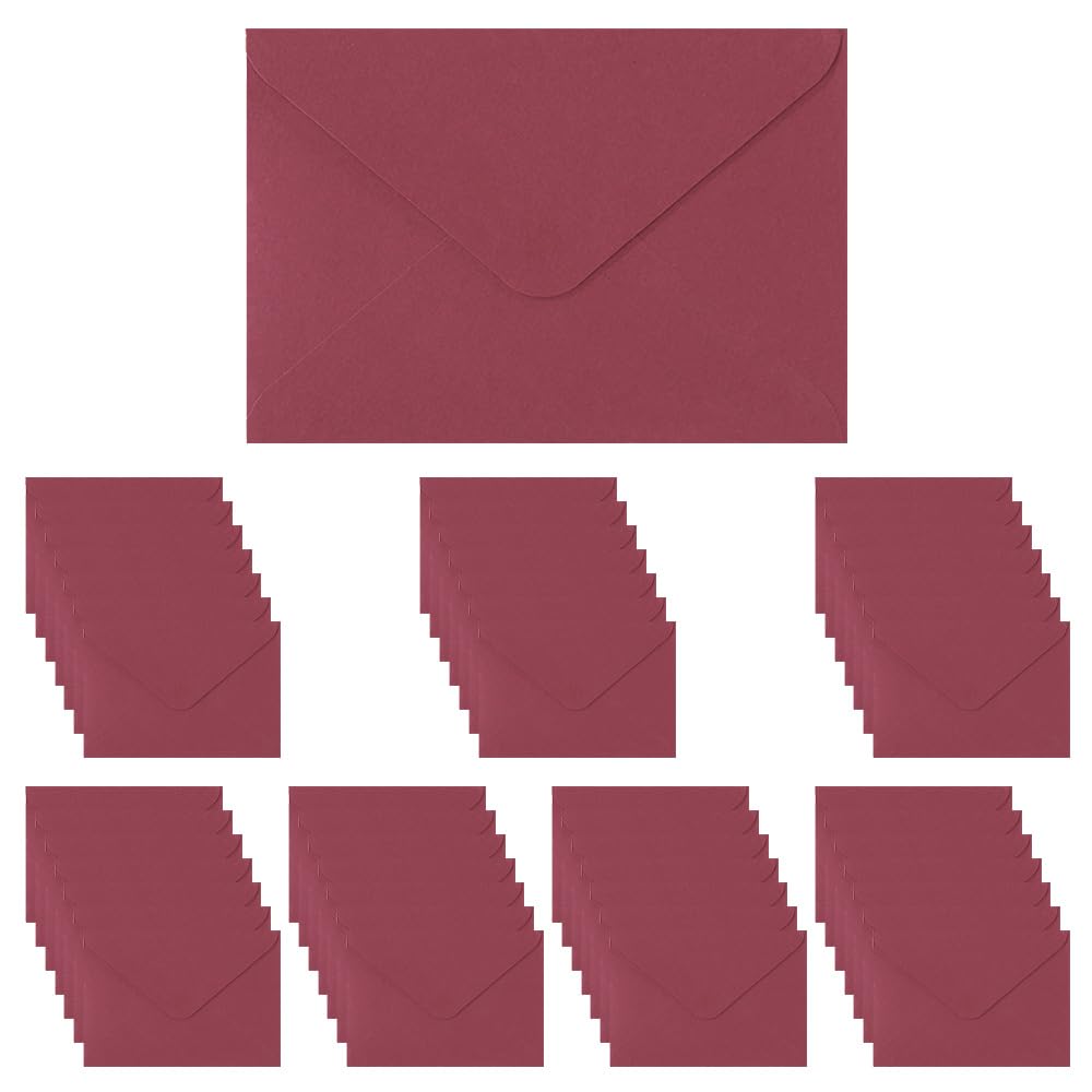 WYAN Mini Envelopes - 50 Pack 15.5 x 10.5cm Burgundy Flap Envelopes, Small Parts Envelope, Gummed Envelope for Gift, Greeting Cards, Wedding, Business, Invitation (Card not Included) — image 1