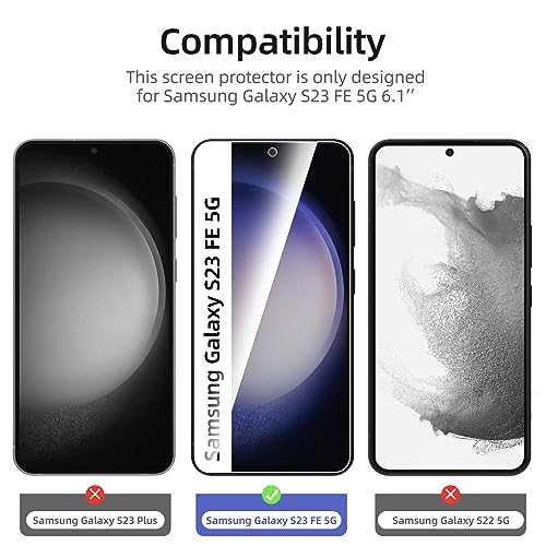 Image of NEW'C 3 Pack Designed for Samsung Galaxy S23 FE 5G Screen Protector Tempered Glass, Bubble Free, Ultra Resista