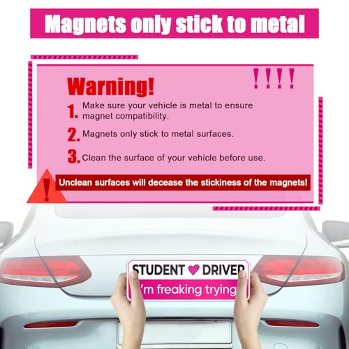 Image of 3pcs Student Driver Magnet, 10x3.54 Inch Reflective Magnetic Novice Driver Sticker Car Safety Attention Signs Reflective New Drivers Bumper Sticker for Beginners Student Car Decor