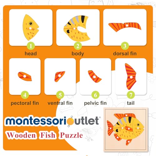 Image of Montessori Outlet Fish Puzzle for Children 3-6 Years Montessori Education at School and Home