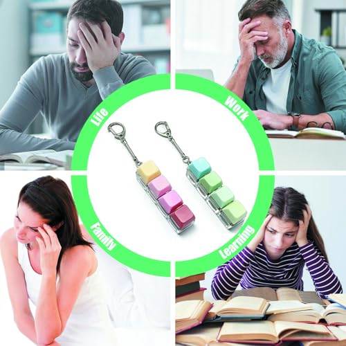 Image of Keyboard Fidget Toy, Four Key Mechanical Style Keychain with Snake Chain, Stress Relief Gadget for Office Workers and Students, Portable Anxiety Relief Tool for Commuting and Gaming