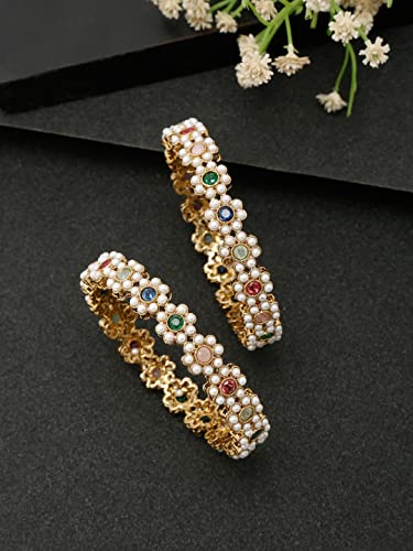 Celebrity-Inspired Plated Bangles Set - Multi