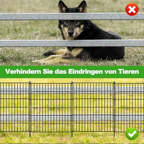 Dekorative Gartenzaun 81CM * 71 CM * 5 Stücke Metall Steckzaun, Keine Graben Tier Barriere Fechten, Haustier Zaun Rostfrei Gitterzaun Set Beetzaun Grenze für Kaninchen Hund