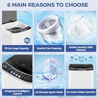 20Lbs Portable Washing Machine Nictemaw Portable Washer, 2.8 Cu.ft Washer and Dryer Combo with Drain Pump, 10 Programs 8 Water Level Compact Laundry Washer for Home, Apartment, RV, Dorms