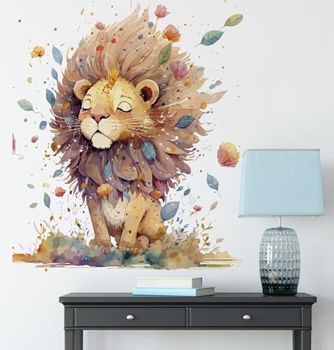 Vinilo Decorativo de León Acuarela 30x25 cm