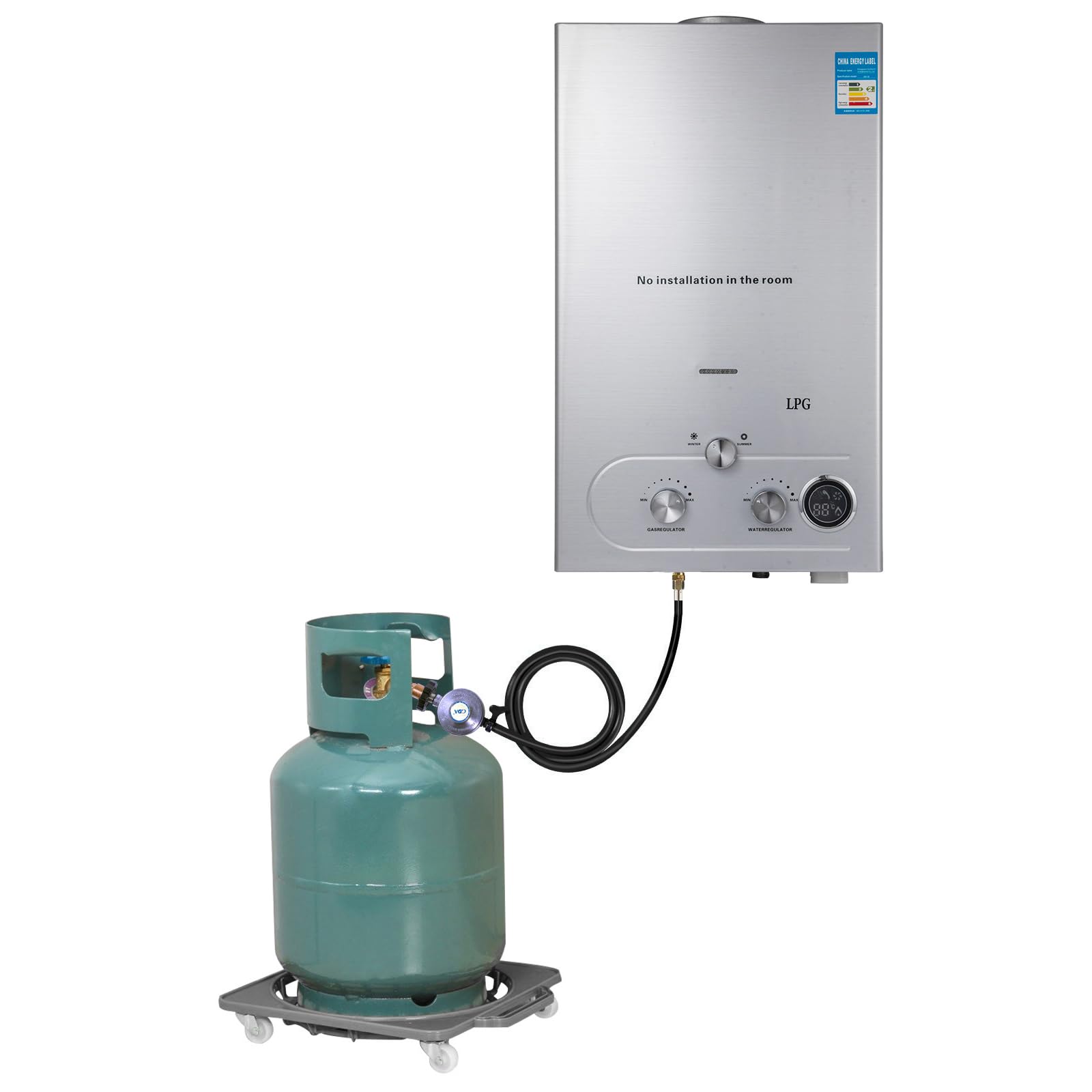 Scaldacqua a Gas Liquefatto 6LPM,Uscita Dell'acqua Calda 6L/min(1.6 GPM), 12KW Shower Water Heater Gas Bagno Riscaldatore di Acqua Calda di Induzione Riscaldatore Della Parete (6L)