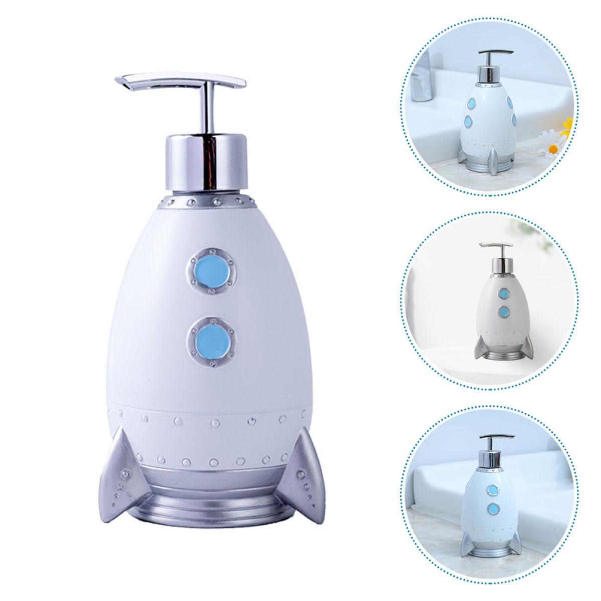 Dispensador de Jabón Recargable 400ml en Forma de Cohete