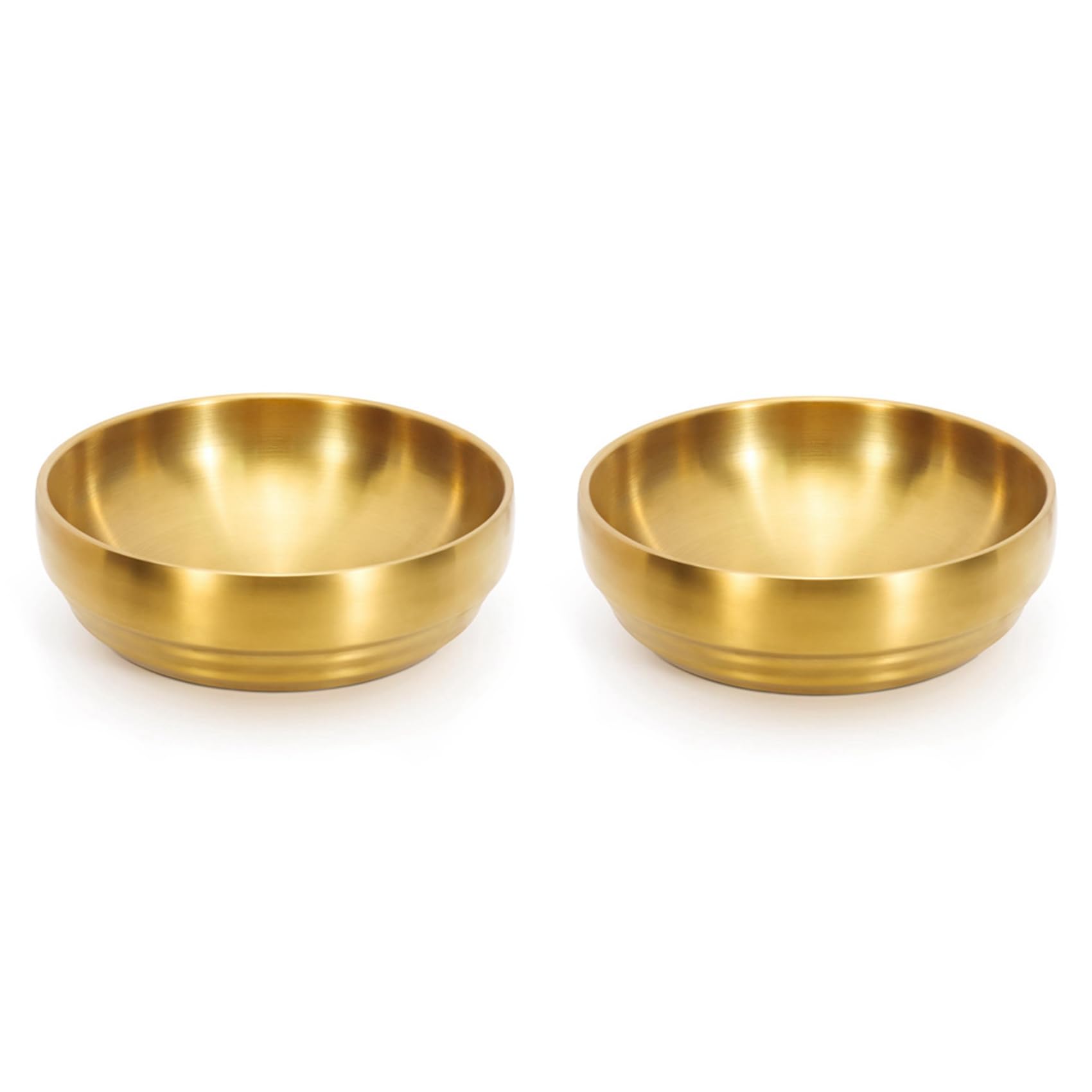 VIOPDER 2pcs 7.3In Gold Large Stainless Steel Soup Bowl, 35OZ Double Walled Sashimi Dish, Unbreakable Bowl for Restaurant Home