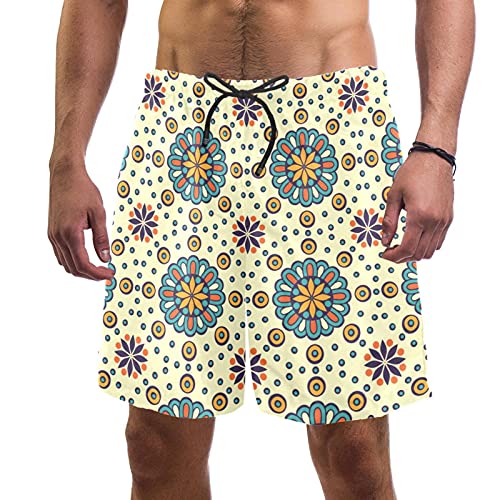 Short de bain pour homme multicolore rétro maillot de bain mandala M