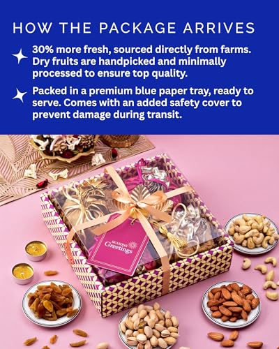 Image of HyperFoods Bhai Dooj Tikka For Brother Rawfruit's Handcrafted Potli Blue Pack of 4 Dry Fruits 495 Grams Dry Fruits Gift Box DryFruit Combo Pack Tikka For Bhai Dooj Tikka for BhaiDooj with Gift