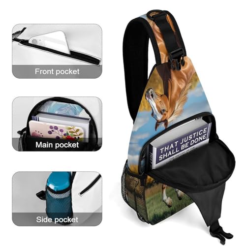 Running Brown Horse Crossbody Sling Backpack Casual Chest Bag Fanny Pack for Women Men Travel Hiking4