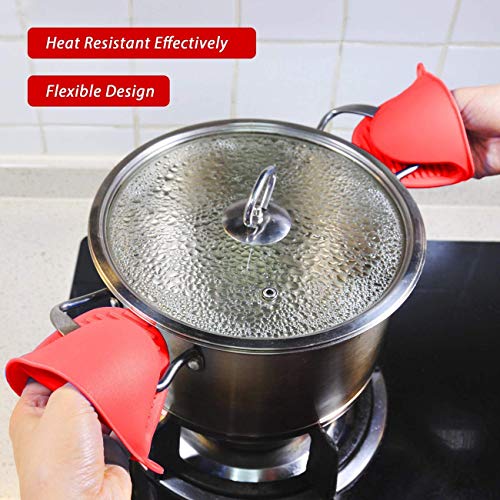 Image of Bagonias Silicone Oven Mitts and Holder for hot Utensils and Pot Holder, Heat Resistant Pinch Grip Mitten for Kitchen and Barbecue Mitts (1 Set - Random Color)