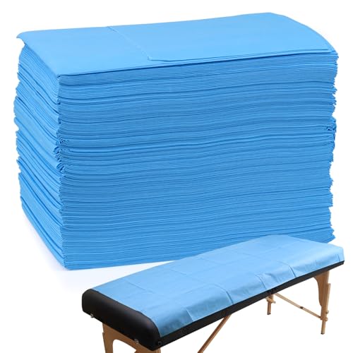 GEN'C BÉAUTY 100PCS 31 * 71'' Disposable Bed Sheets Non-Woven Fabric Massage Sheets, Bed Cover Breathable Soft and Confortable for Spa,Salon, Outdoors, Therapy (Blue)