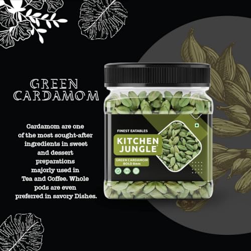 Image of Kitchen Jungle Premium Green Cardamom (Elaichi) 50 Gm - Bold 8mm Size, Aromatic Spice for Culinary Delights