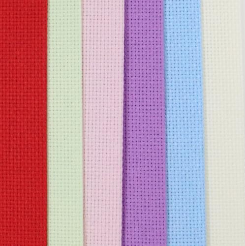 Image of KCS 6 pc of 12 inch x 18 inch (30cmx45cm) 16 Count Cotton Aida Cloth Cross Stitch Fabric (16CT-E)