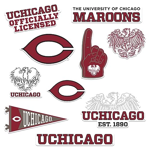 Image of University of Chicago 9ct Vinyl Large Deluxe Stickers Variety Pack - Laptop, Water Bottle, Scrapbooking, Tablet, Skateboard, Indoor /Outdoor - Set of 9