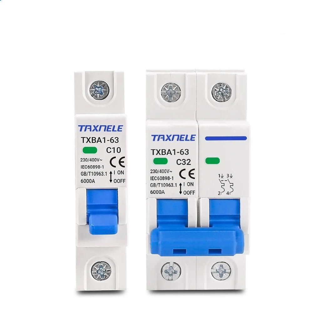 GUOCHENJIE Circuit Breaker 1P/2P AC MCB 230/400V 6KA 6A-63A, Overload/Short Circuit/Leakage Protection, Waterproof Circuit Breakers(1P,32A)
