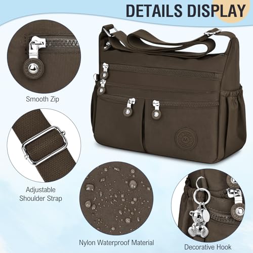 Image of Nylon Crossbody Bags for Women Waterproof Lightweight Large Travel Purses Multi-Pocket Pocketbooks Shoulder Bag