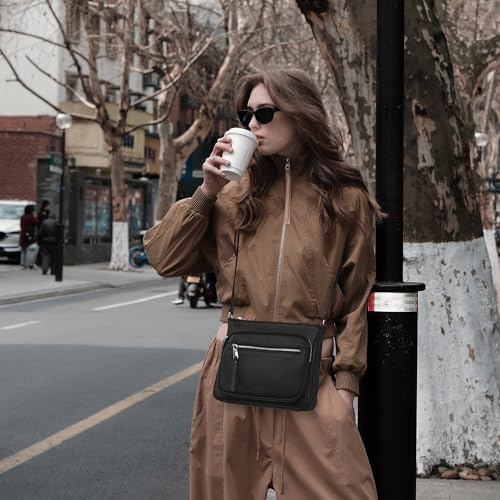 befen Genuine Leather Crossbody Bags for Women Medium Size RFID Blocking Leather Purse for Women with Multi Zip Pockets3