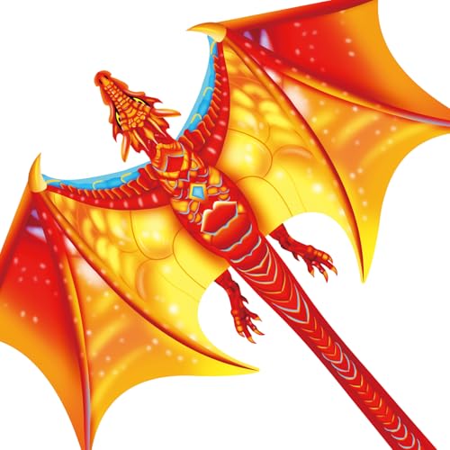 Lanrui Kite for Boys & Adults Easy to Fly,Beach Trip Outdoor Games Single Line String with Tail,Beach Kite for Family Outdoor (Red) - image 1