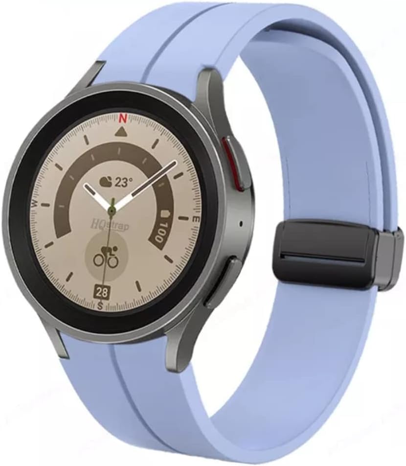Dado Silicone Strap With Magnetic folding Buckle Compatible with Samsung Galaxy Watch 6 Classic 47/43mm | 5 Pro 45mm | 4 Classic 46/42mm | Watch 6/5/4 44/40mm, Special strap No Gap design (Purple)