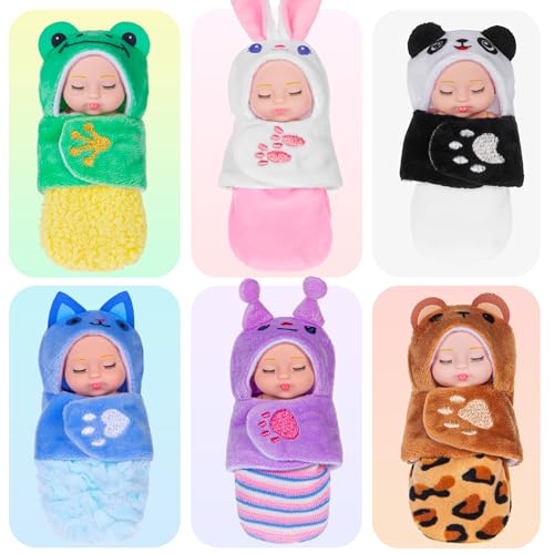 dollbie 6 Pack Mini Baby Dolls - 4 inch Animal miniatura 1