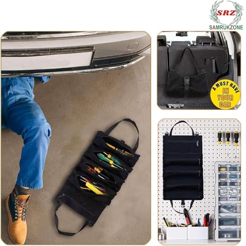 Image of SRZ Tool Kit Storage Organiser for Home & Car Tool Bag Gardening Tools, Electrical Tool, Utility Tool Bag, Car Tool Kit (5 Zipper Pockets, ONLY BAG NO TOOLS - NEW IMPROVED)