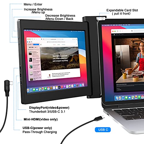 Vodzsla Triple Portable Monitor For Laptop,Full Hd Ips 11.6'' Dual Monitor Laptop Screens Extender,Hdmi/Usb/Type-C Plug And Play Gaming Computer Monitor For 13.3”-16” Mac Windows Chrome Laptops #TOP1