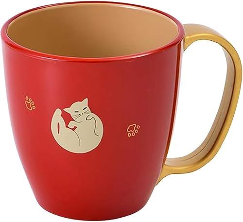越前漆器 ねこ持ち手金 マグカップ (朱内白)